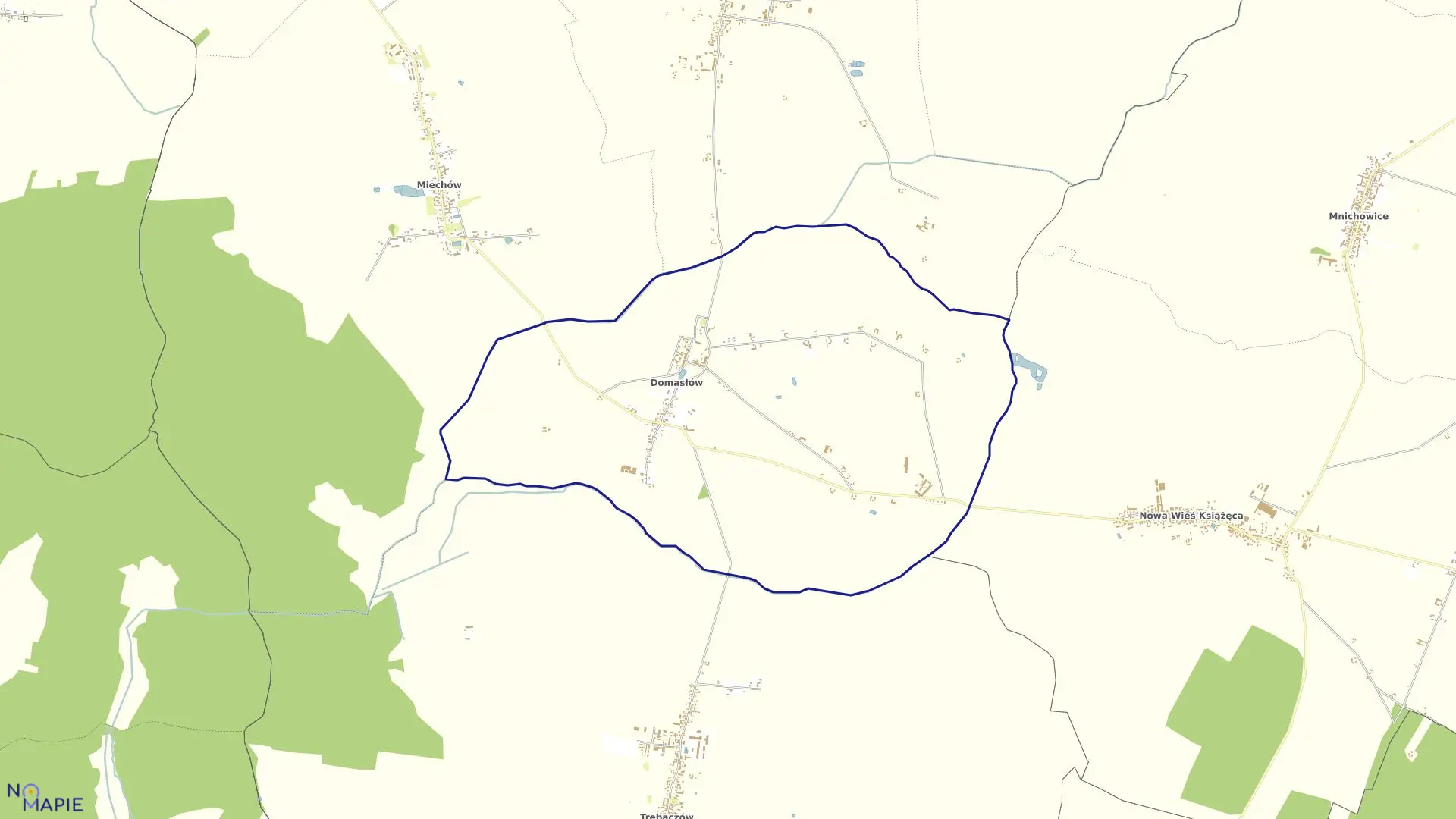 Mapa obrębu DOMASŁÓW w gminie Perzów