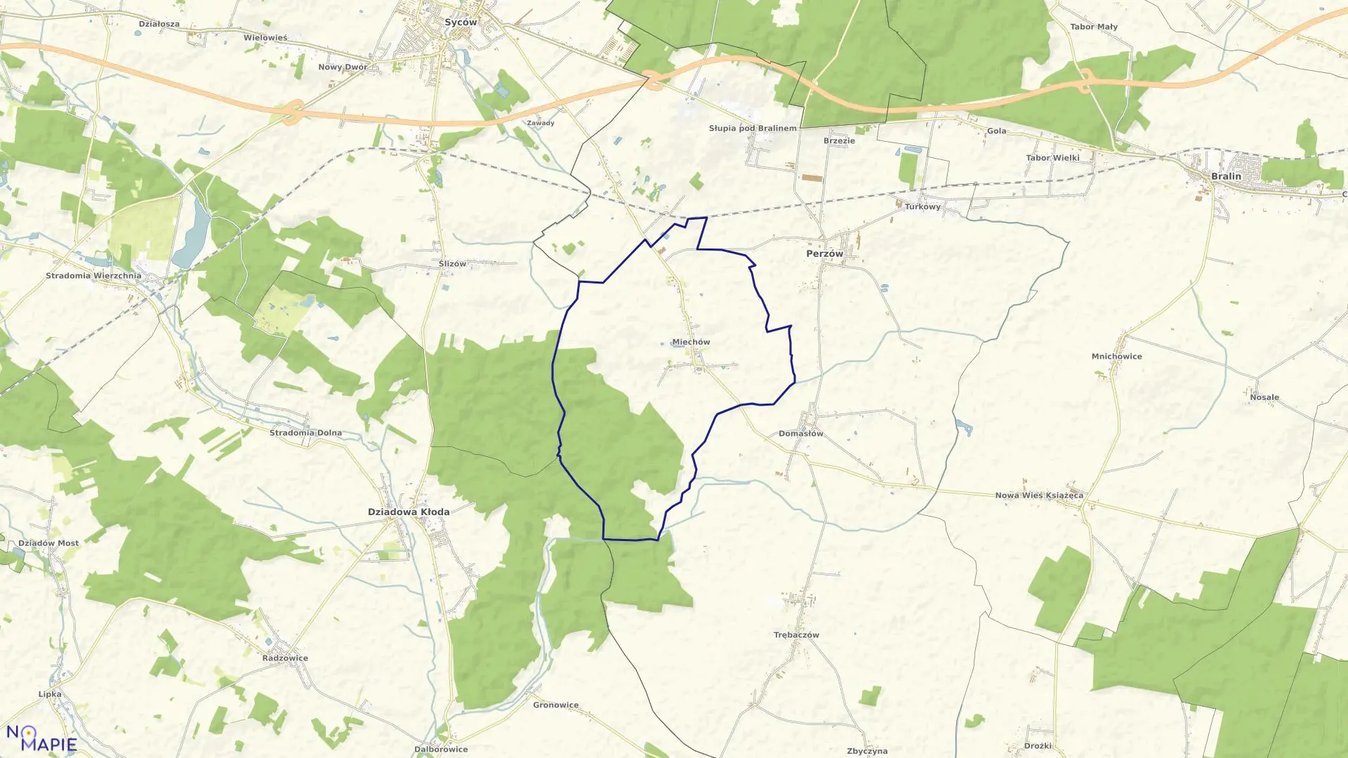 Mapa obrębu MIECHÓW w gminie Perzów