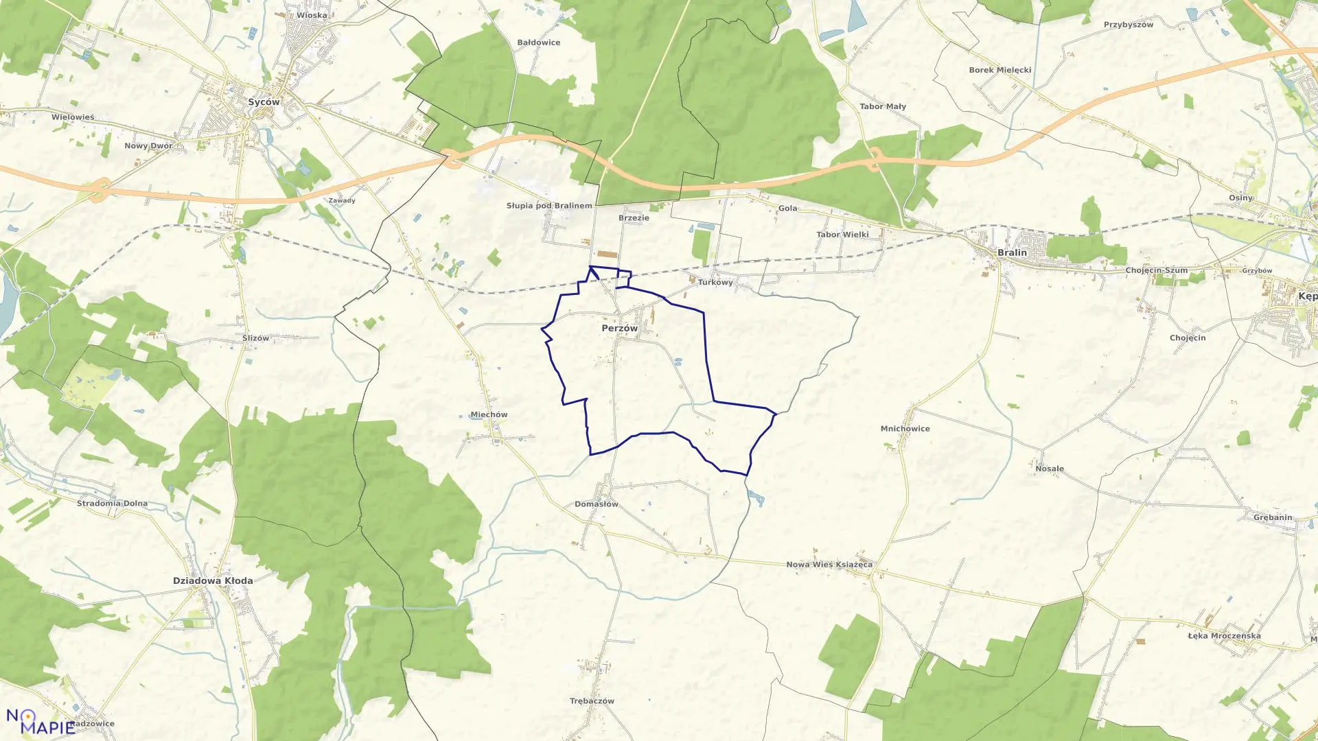 Mapa obrębu PERZÓW w gminie Perzów